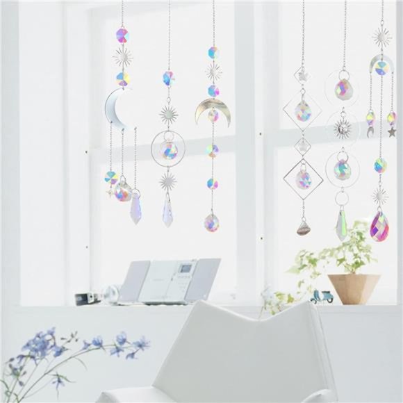 6Pieces Crystal Suncatchers for Window Hanging Sun Catcher with Chain Rainbow - Picture 4 of 7